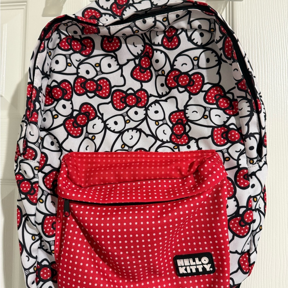 Hello Kitty White Backpack with Red Polka Dot Pocket
